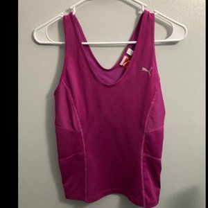 Puma Womens Cool Cell Athletic Tank Top Medium Pink Purple Scoop Neck
